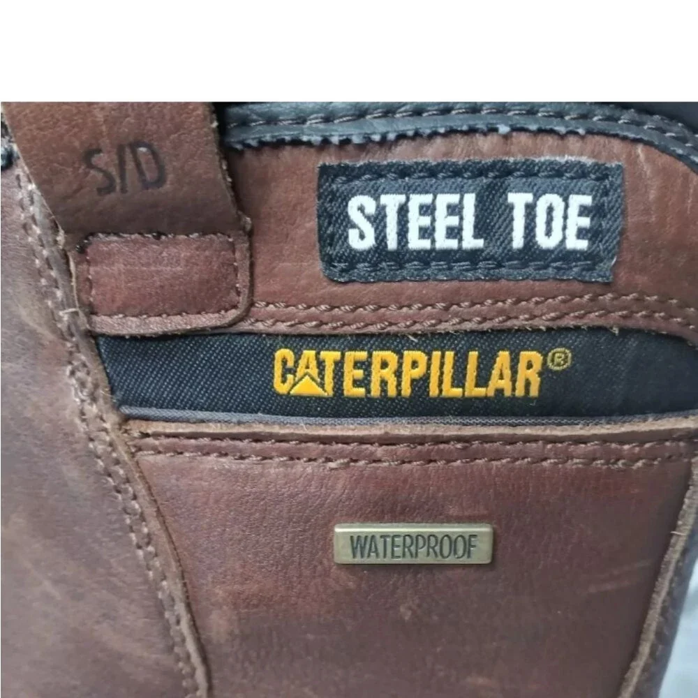 Caterpillar Footwear Elkhart Steel Toe Work Boots Men's Size 9 Oak Brown